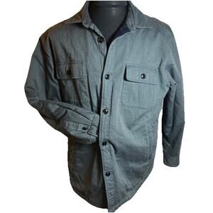 Untuckit Ziata Grey Cotton Flannel Lined Jacket Button Front Men's Size LG
